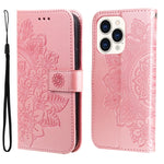 Custodia portafoglio in pelle goffrata per iPhone 14 Plus