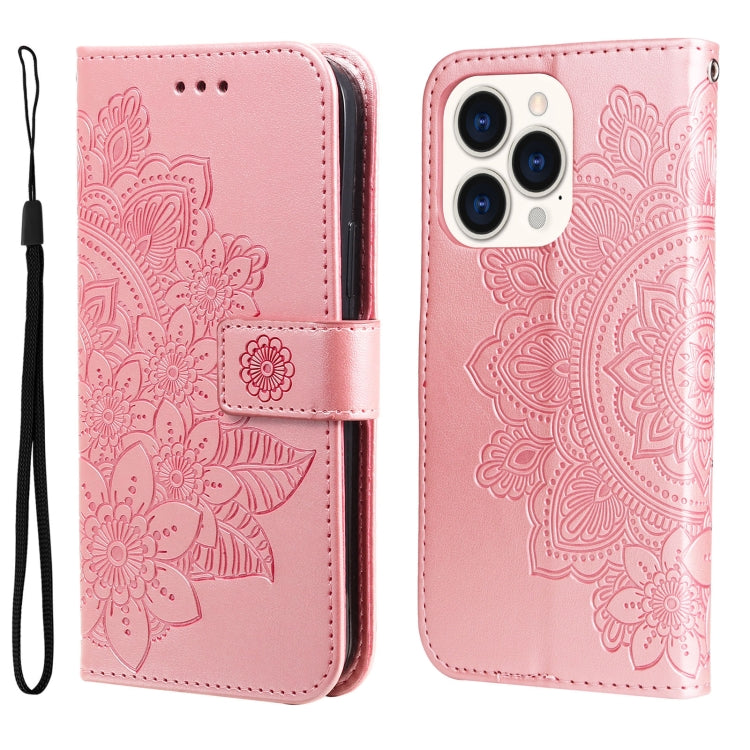 Custodia portafoglio in pelle goffrata per iPhone 14 Plus