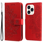Custodia portafoglio in pelle goffrata per iPhone 14 Plus