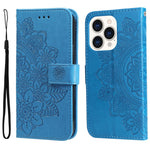 Custodia portafoglio in pelle goffrata per iPhone 14 Plus
