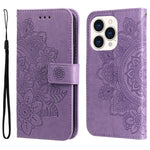 Custodia portafoglio in pelle goffrata per iPhone 14 Plus