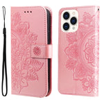 Custodia portafoglio in pelle goffrata per iPhone 14 Plus