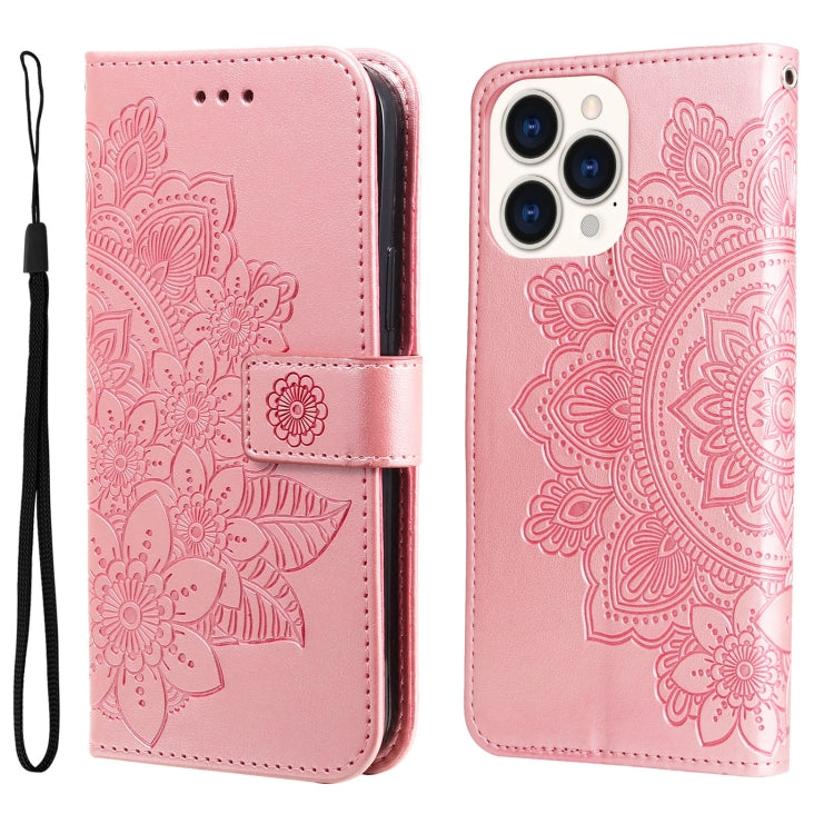 Custodia portafoglio in pelle goffrata per iPhone 14 Plus