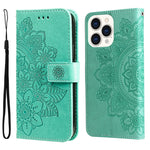 Custodia portafoglio in pelle goffrata per iPhone 14 Plus