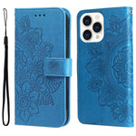 Custodia portafoglio in pelle goffrata per iPhone 14 Plus