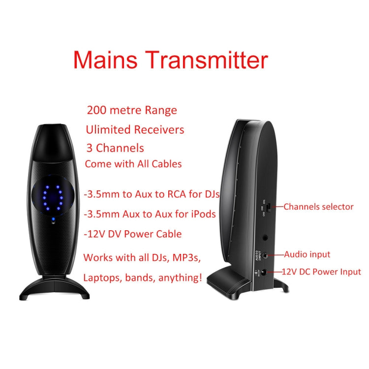 EM60 Universal 200m Power Amplifier Audio Transmitter for Computer Tablet Cell Phone, US Plug