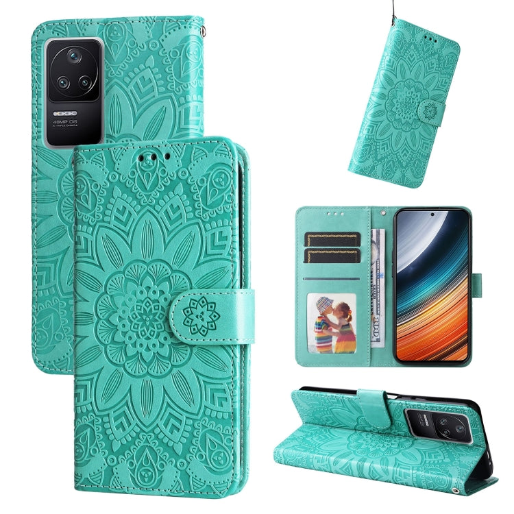 Custodia per telefono in pelle di girasole goffrata, For Xiaomi Redmi K40S / Poco F4, For Xiaomi Redmi Note 11T Pro/Poco X4 GT, For Infinix Hot 12, For Infinix Hot 12 Play