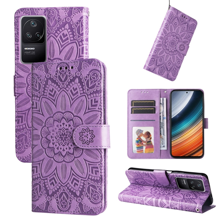 Custodia per telefono in pelle di girasole goffrata, For Xiaomi Redmi K40S / Poco F4, For Xiaomi Redmi Note 11T Pro/Poco X4 GT, For Infinix Hot 12, For Infinix Hot 12 Play