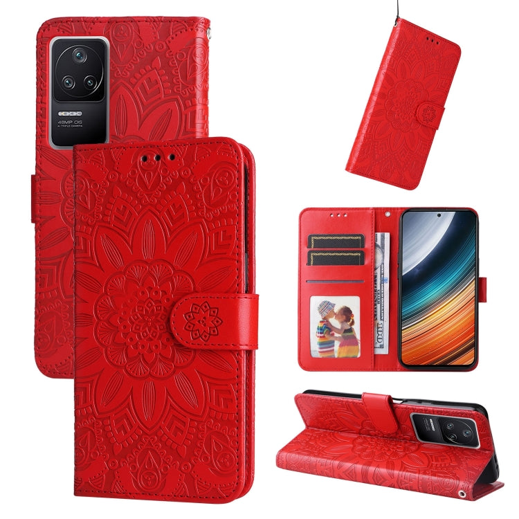 Custodia per telefono in pelle di girasole goffrata, For Xiaomi Redmi K40S / Poco F4, For Xiaomi Redmi Note 11T Pro/Poco X4 GT, For Infinix Hot 12, For Infinix Hot 12 Play