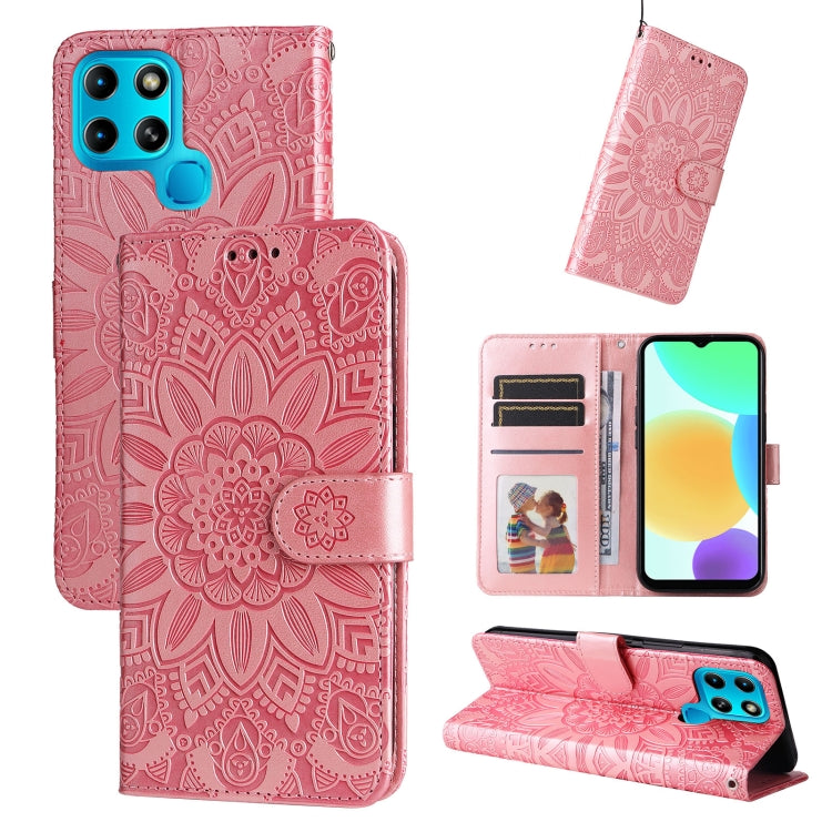 Custodia per telefono in pelle di girasole goffrata, For Infinix Smart 6