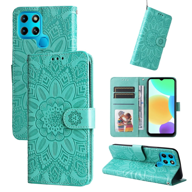Custodia per telefono in pelle di girasole goffrata, For Infinix Smart 6
