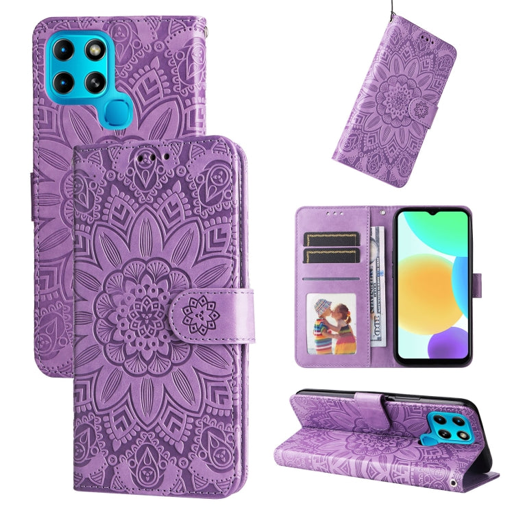 Custodia per telefono in pelle di girasole goffrata, For Infinix Smart 6