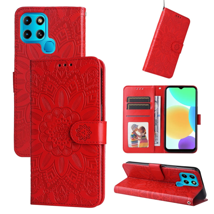 Custodia per telefono in pelle di girasole goffrata, For Infinix Smart 6