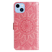 Custodia per telefono in pelle di girasole goffrata, For iPhone 14, For iPhone 14 Plus, For iPhone 14 Pro, For iPhone 14 Pro Max