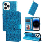 Custodia portafoglio in pelle goffrata per iPhone 14 Pro Max