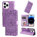 Custodia portafoglio in pelle goffrata per iPhone 14 Pro Max