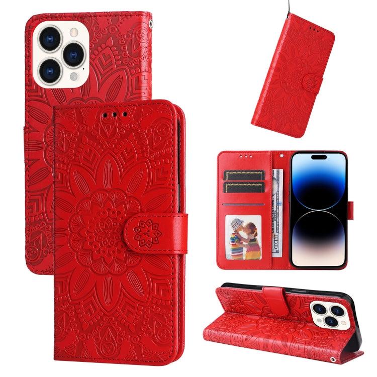 Custodia portafoglio in pelle goffrata per iPhone 14 Pro Max