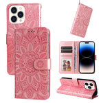 Custodia portafoglio in pelle goffrata per iPhone 14 Pro Max