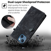 Custodia per telefono in pelle magnetica con spazzola antifurto, For iPhone 12, For iPhone 13, For iPhone 13 Pro, For iPhone 13 Pro Max