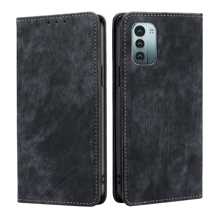 Custodia per telefono in pelle magnetica con spazzola antifurto, For Nokia G21/G11