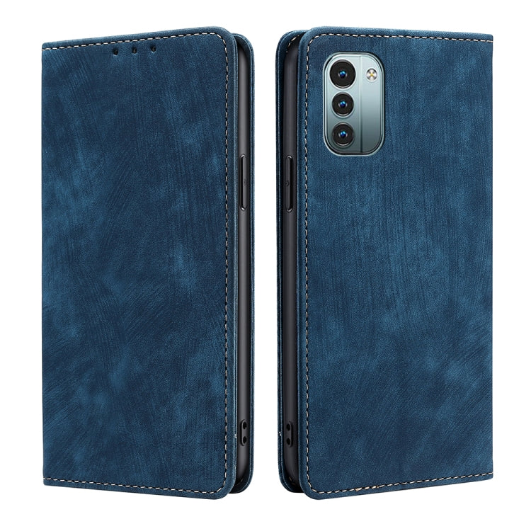 Custodia per telefono in pelle magnetica con spazzola antifurto, For Nokia G21/G11