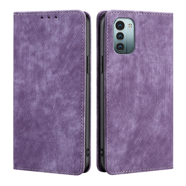 Custodia per telefono in pelle magnetica con spazzola antifurto, For Nokia G21/G11