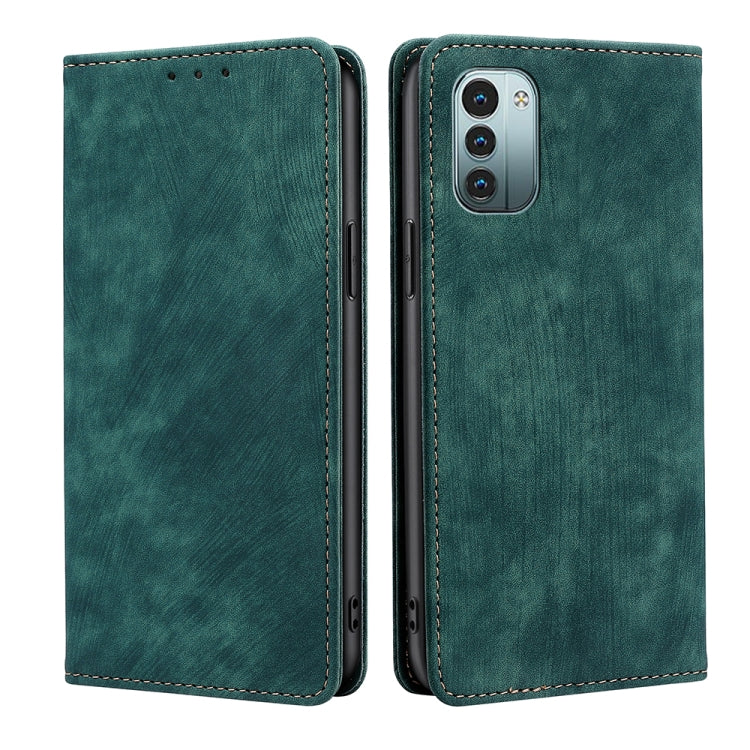 Custodia per telefono in pelle magnetica con spazzola antifurto, For Nokia G21/G11
