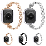 Cinturino in metallo con struttura in cristallo per la serie Apple Watch, 7 45mm / 6&SE&5&4 44mm / 3&2&1 42mm, 7 41mm / 6&SE&5&4 40mm / 3&2&1 38mm