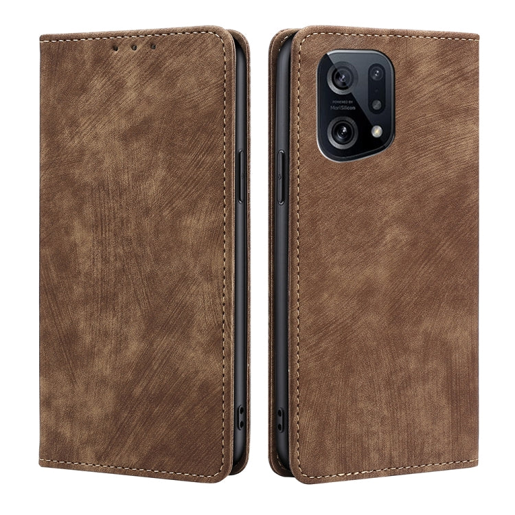 Custodia per telefono in pelle magnetica con spazzola antifurto RFID, For OPPO A36 4G/A76 4G Global, For OPPO Find X2, For OPPO Find X5, For OPPO K10 Pro 5G