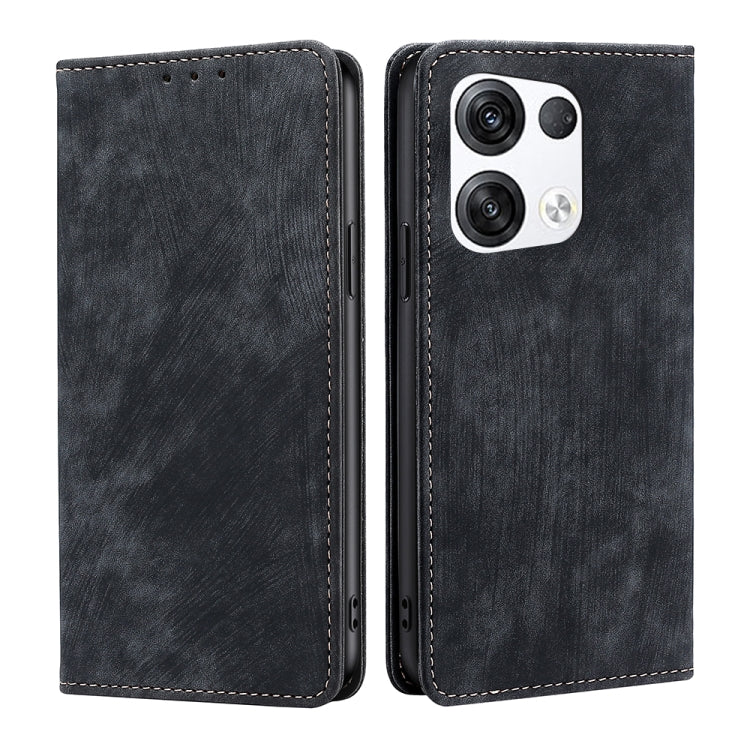 Custodia per telefono in pelle magnetica con spazzola antifurto RFID, For OPPO Reno6 Pro, For OPPO Reno8 5G, For OPPO Reno8 Pro+ 5G, For Realme 9 Pro/V25/Q5 5G