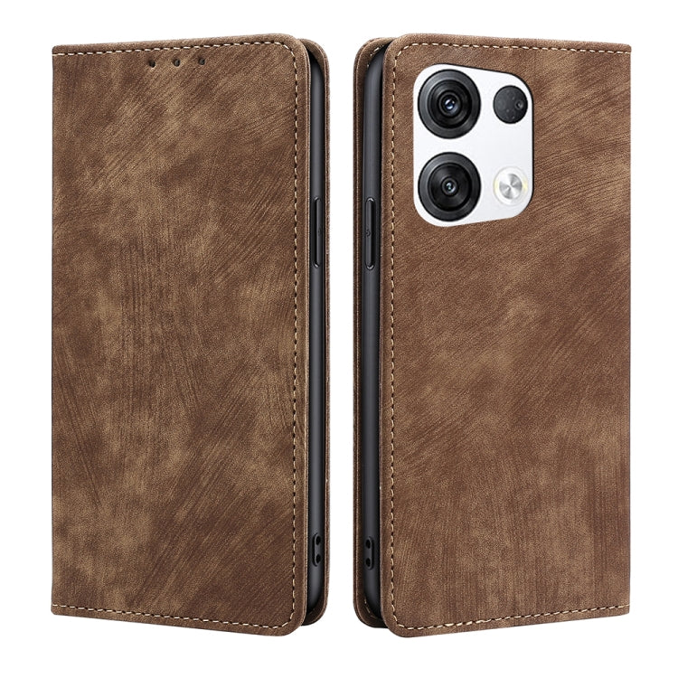 Custodia per telefono in pelle magnetica con spazzola antifurto RFID, For OPPO Reno6 Pro, For OPPO Reno8 5G, For OPPO Reno8 Pro+ 5G, For Realme 9 Pro/V25/Q5 5G