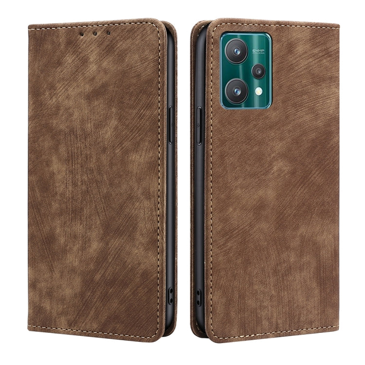 Custodia per telefono in pelle magnetica con spazzola antifurto RFID, For OPPO Reno6 Pro, For OPPO Reno8 5G, For OPPO Reno8 Pro+ 5G, For Realme 9 Pro/V25/Q5 5G
