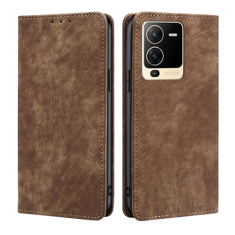 Custodia per telefono in pelle magnetica con spazzola antifurto RFID, For Realme Narzo 50A, For vivo S15 5G, For vivo S15E 5G/T1 Snapdragon 778G, For vivo X60 Pro+