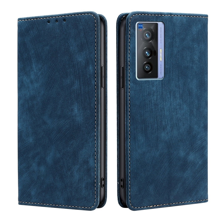 Custodia per telefono in pelle magnetica con spazzola antifurto RFID, For vivo X70, For vivo Y55S 5G, For Huawei Nova 8i, For Huawei Mate 40