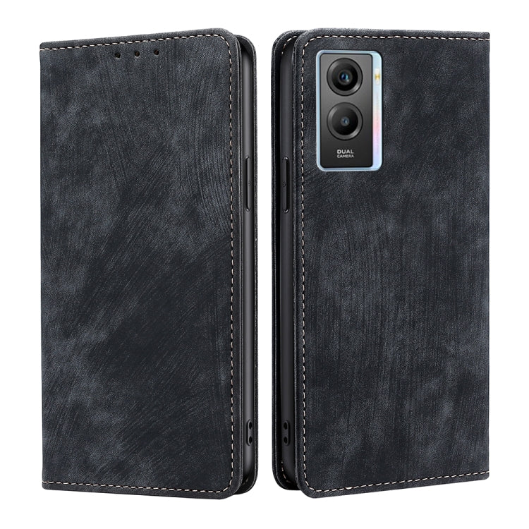 Custodia per telefono in pelle magnetica con spazzola antifurto RFID, For vivo X70, For vivo Y55S 5G, For Huawei Nova 8i, For Huawei Mate 40