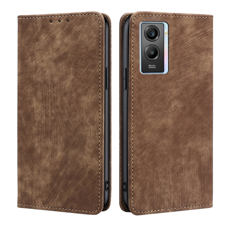 Custodia per telefono in pelle magnetica con spazzola antifurto RFID, For vivo X70, For vivo Y55S 5G, For Huawei Nova 8i, For Huawei Mate 40