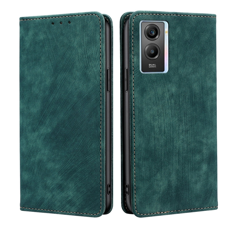 Custodia per telefono in pelle magnetica con spazzola antifurto RFID, For vivo X70, For vivo Y55S 5G, For Huawei Nova 8i, For Huawei Mate 40