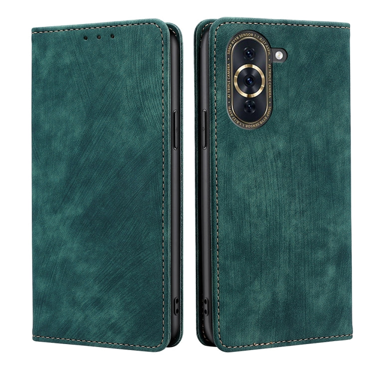 Custodia per telefono in pelle magnetica con spazzola antifurto RFID, For Huawei Nova 9 SE 4G, For Huawei Nova 10, For Huawei Nova 10 Pro, For Huawei P50