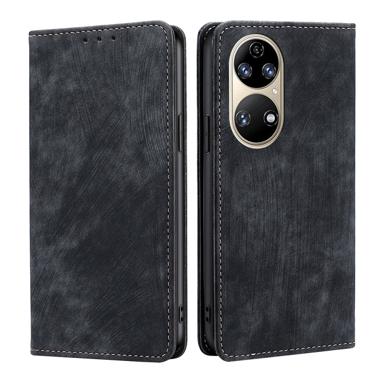 Custodia per telefono in pelle magnetica con spazzola antifurto RFID, For Huawei Nova 9 SE 4G, For Huawei Nova 10, For Huawei Nova 10 Pro, For Huawei P50