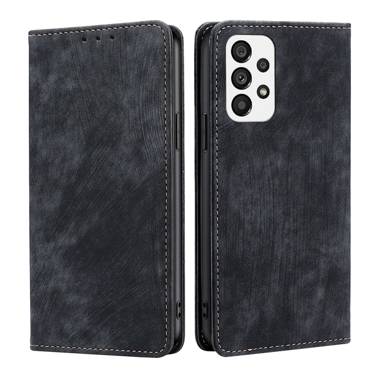 Custodia per telefono in pelle magnetica con spazzola antifurto RFID, For Samsung Galaxy A73 5G, For Samsung Galaxy M53 5G, For Samsung Galaxy S21 5G, For Samsung Galaxy S21 FE 5G