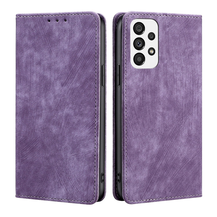 Custodia per telefono in pelle magnetica con spazzola antifurto RFID, For Samsung Galaxy A73 5G, For Samsung Galaxy M53 5G, For Samsung Galaxy S21 5G, For Samsung Galaxy S21 FE 5G