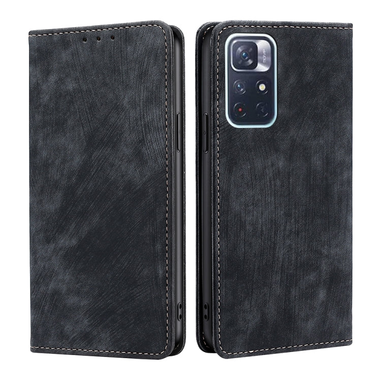 Custodia per telefono in pelle magnetica con spazzola antifurto RFID, For Xiaomi Redmi K50/K50 Pro, For Xiaomi Redmi Note 11 5G/Poco M4 Pro 5G, For Xiaomi Redmi Note 10 JE  Japan, For Xiaomi 12