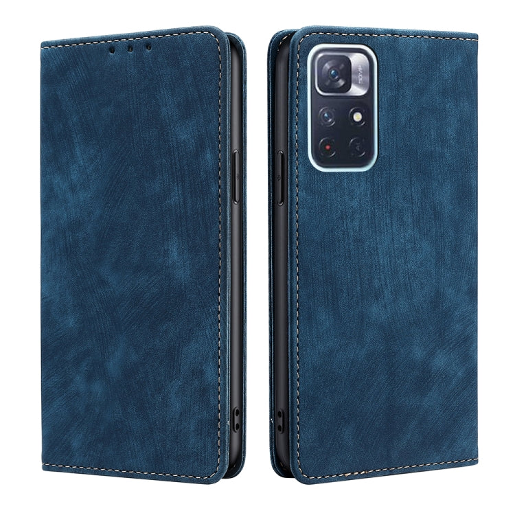 Custodia per telefono in pelle magnetica con spazzola antifurto RFID, For Xiaomi Redmi K50/K50 Pro, For Xiaomi Redmi Note 11 5G/Poco M4 Pro 5G, For Xiaomi Redmi Note 10 JE  Japan, For Xiaomi 12
