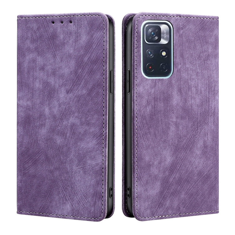 Custodia per telefono in pelle magnetica con spazzola antifurto RFID, For Xiaomi Redmi K50/K50 Pro, For Xiaomi Redmi Note 11 5G/Poco M4 Pro 5G, For Xiaomi Redmi Note 10 JE  Japan, For Xiaomi 12