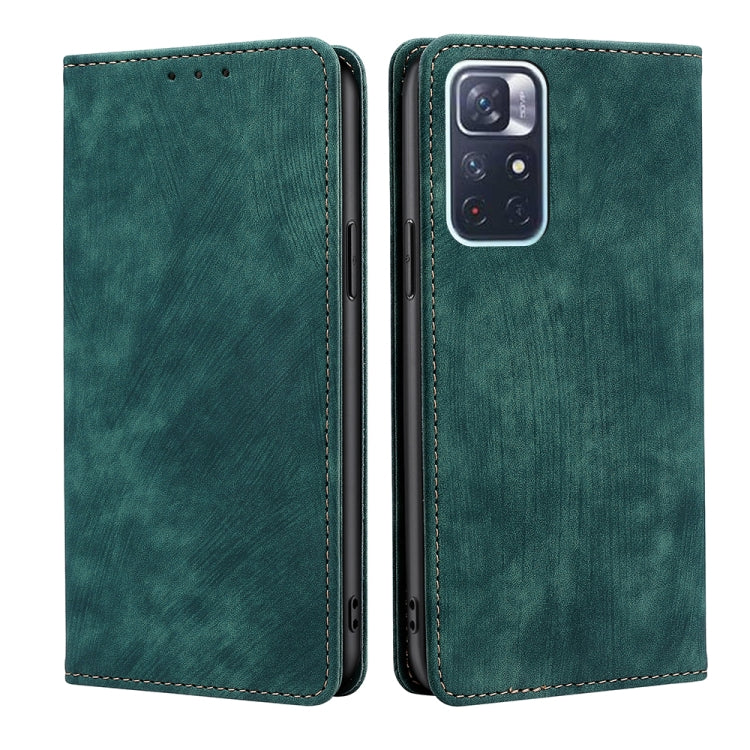Custodia per telefono in pelle magnetica con spazzola antifurto RFID, For Xiaomi Redmi K50/K50 Pro, For Xiaomi Redmi Note 11 5G/Poco M4 Pro 5G, For Xiaomi Redmi Note 10 JE  Japan, For Xiaomi 12