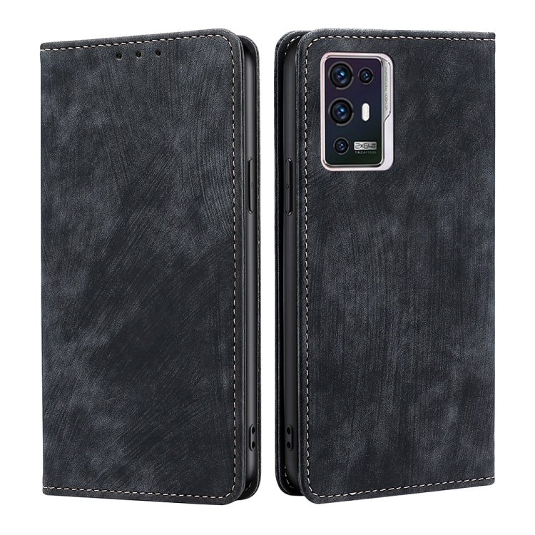Custodia per telefono in pelle magnetica con spazzola antifurto RFID, For ZTE Axon 30 Pro