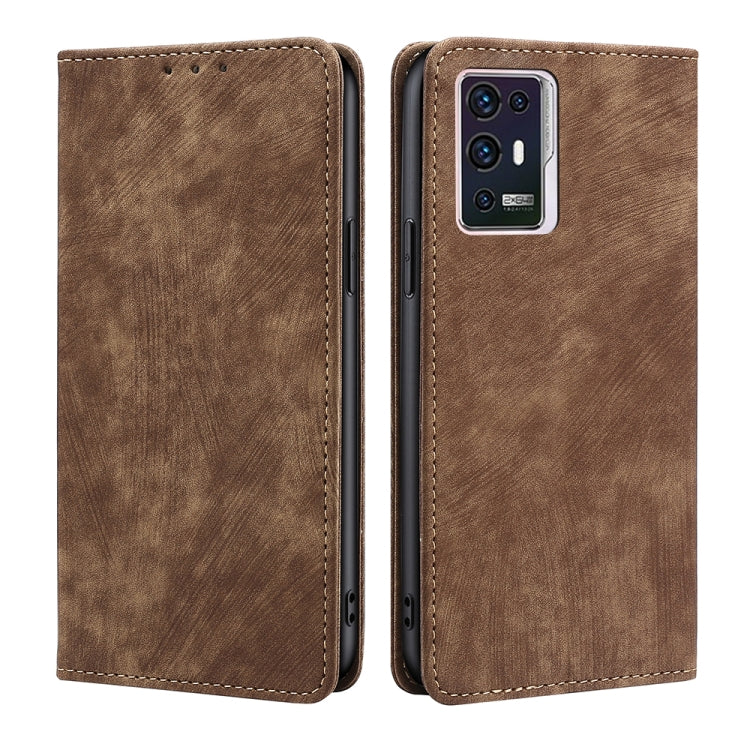 Custodia per telefono in pelle magnetica con spazzola antifurto RFID, For ZTE Axon 30 Pro