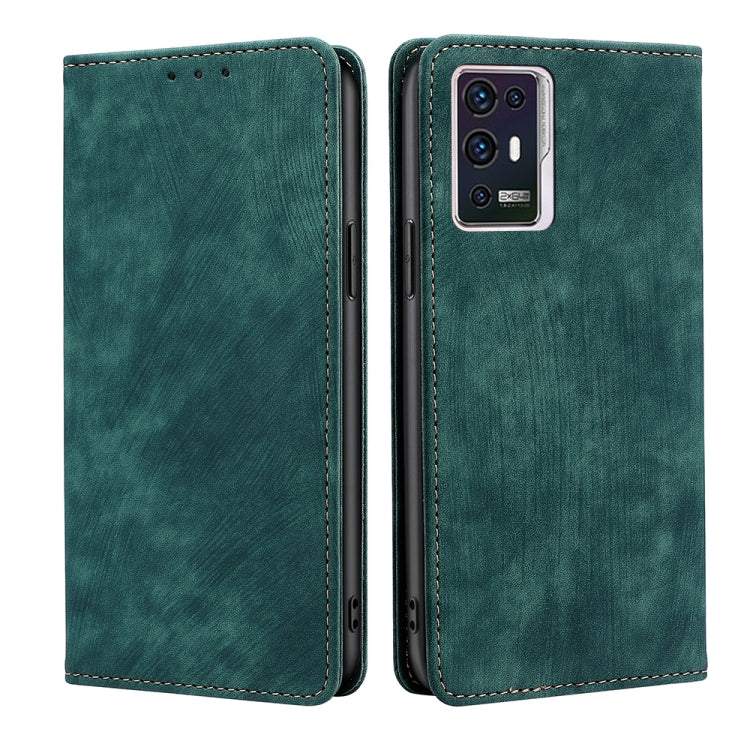 Custodia per telefono in pelle magnetica con spazzola antifurto RFID, For ZTE Axon 30 Pro