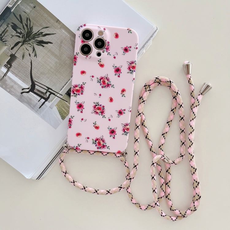 Custodia TPU floreale con cordino per iPhone 13 Pro Max