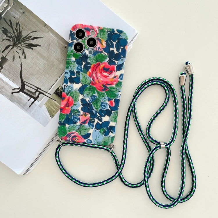 Custodia TPU floreale con cordino per iPhone 11 Pro Max